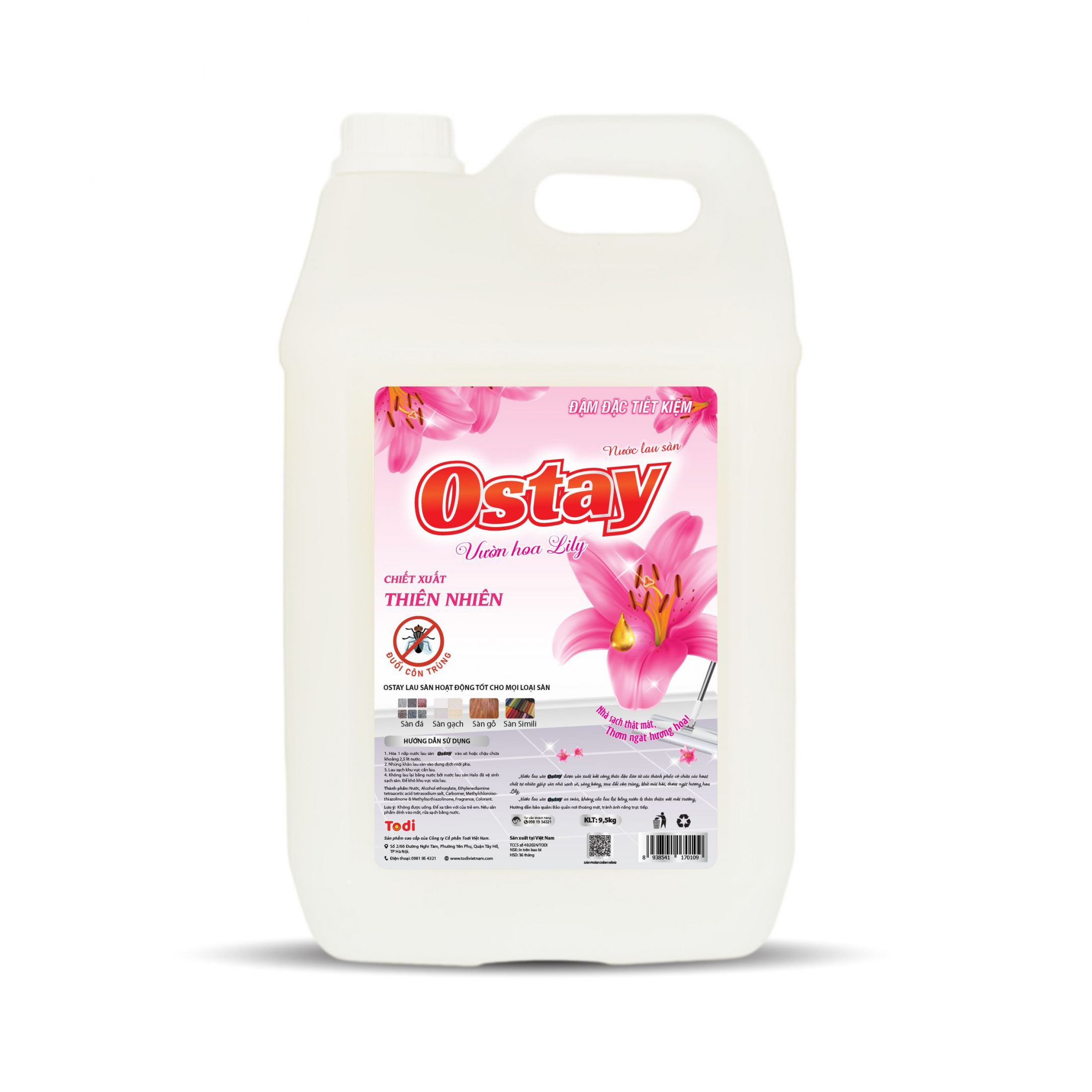 Nước lau sàn Ostay hương Lily - 9,5kg