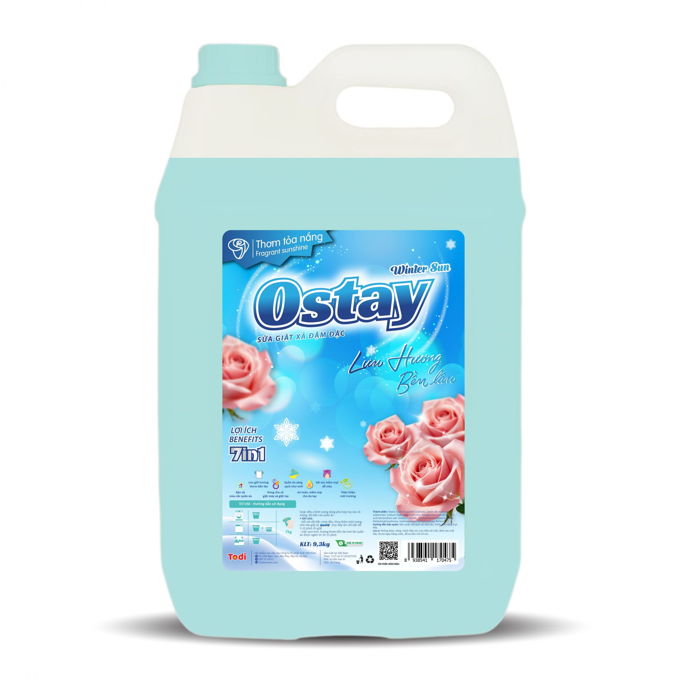 Sữa giặt - xả đậm đặc Ostay Winter Sun 7in1 - 9,3kg (Xanh)