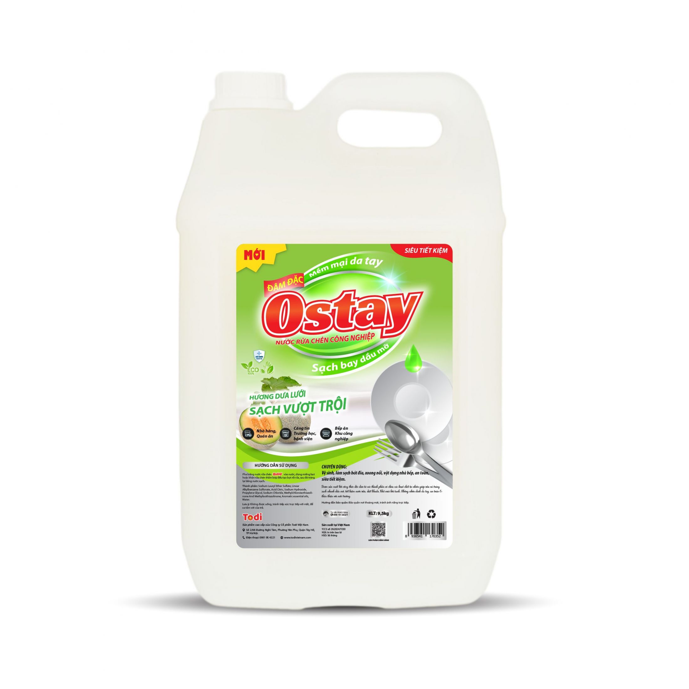 Nước rửa chén Ostay hương Dưa lưới- 9,5kg