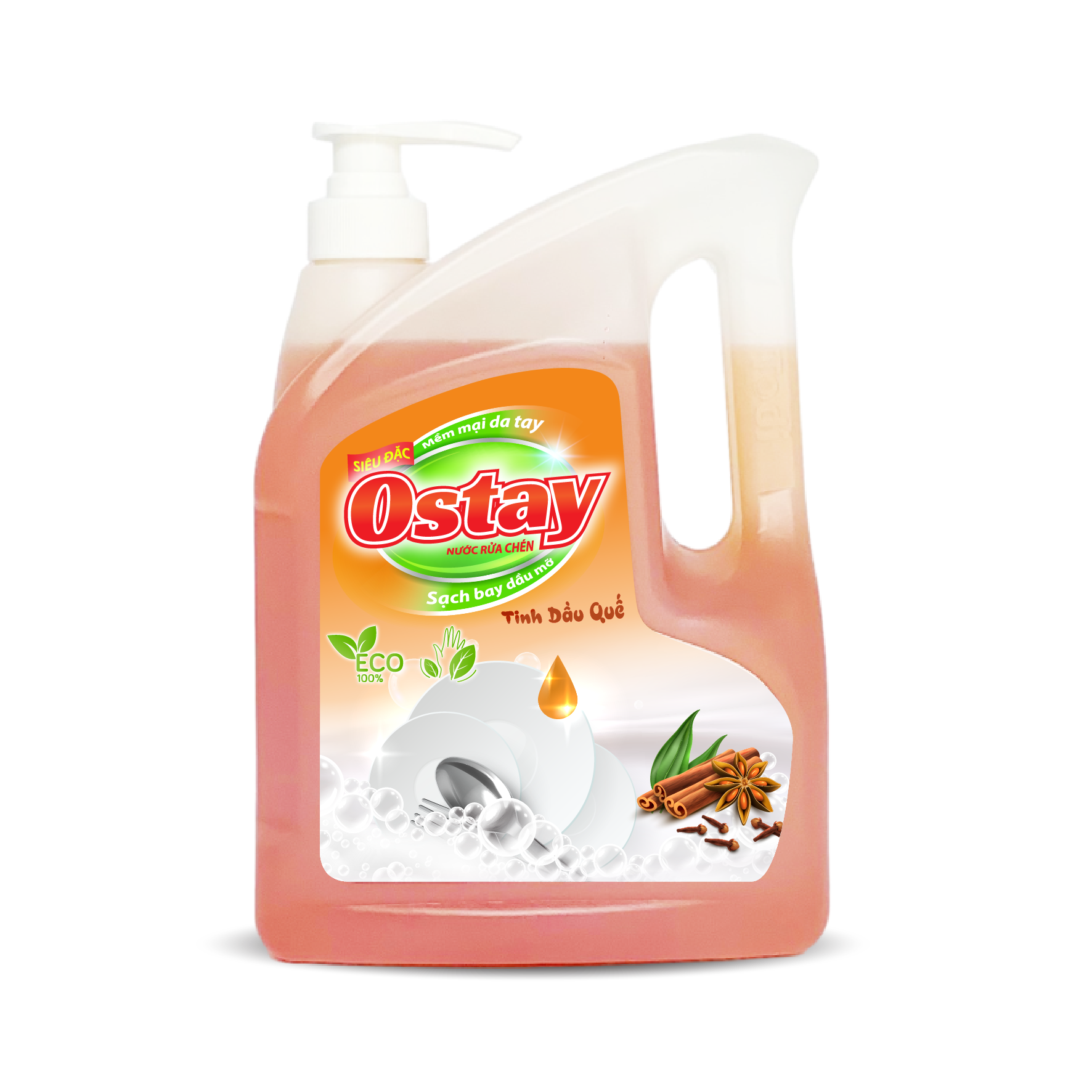 Nước rửa chén Ostay tinh dầu Quế - 2,2kg